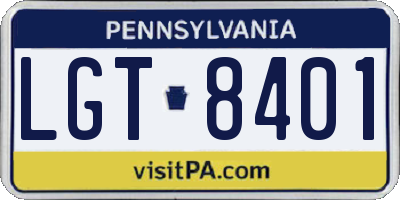 PA license plate LGT8401