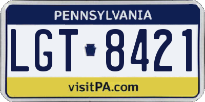 PA license plate LGT8421