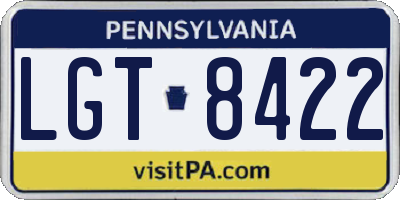 PA license plate LGT8422