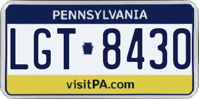 PA license plate LGT8430