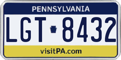 PA license plate LGT8432