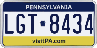PA license plate LGT8434