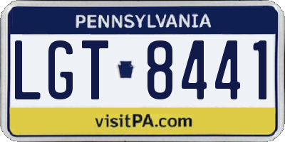 PA license plate LGT8441