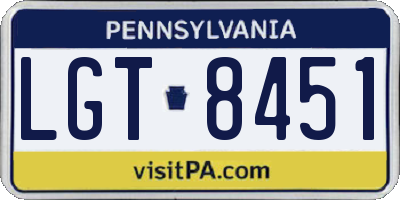 PA license plate LGT8451