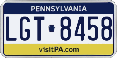 PA license plate LGT8458