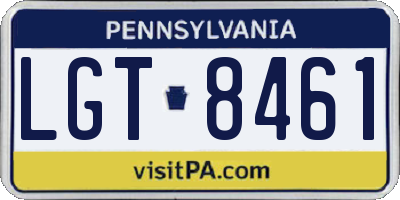 PA license plate LGT8461