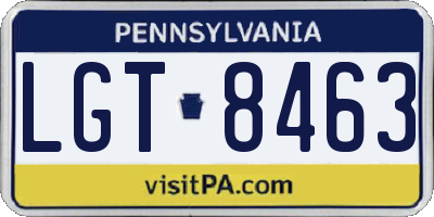 PA license plate LGT8463