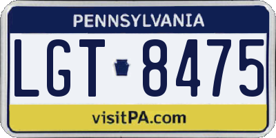 PA license plate LGT8475