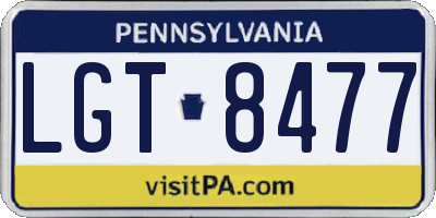 PA license plate LGT8477