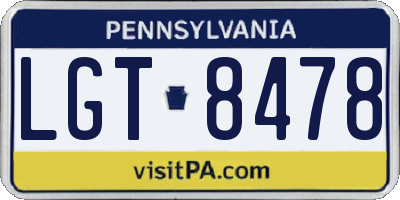 PA license plate LGT8478