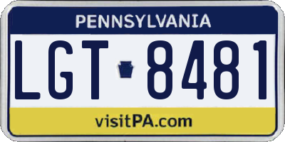 PA license plate LGT8481