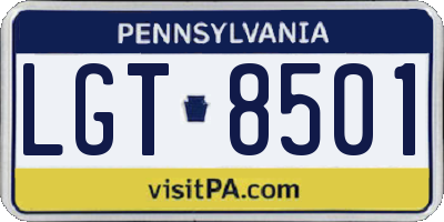 PA license plate LGT8501