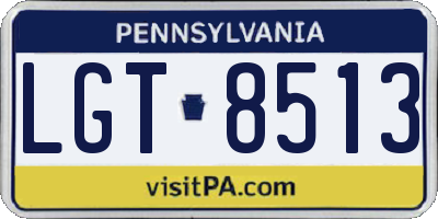 PA license plate LGT8513