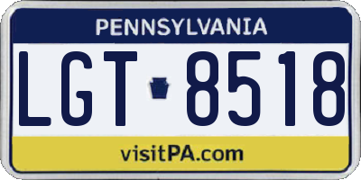 PA license plate LGT8518