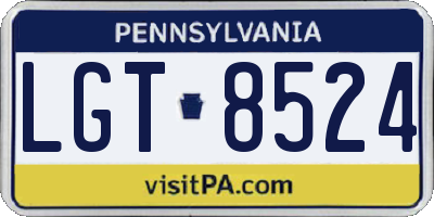 PA license plate LGT8524