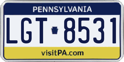 PA license plate LGT8531