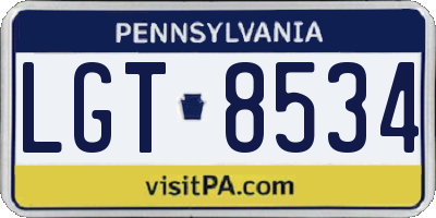 PA license plate LGT8534