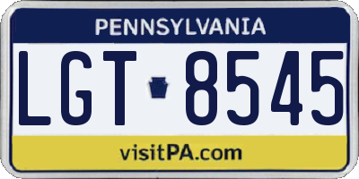 PA license plate LGT8545
