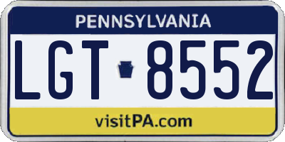 PA license plate LGT8552