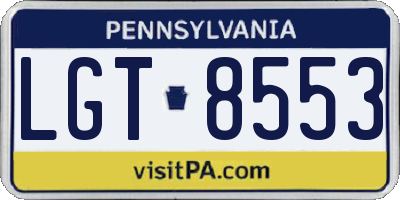 PA license plate LGT8553