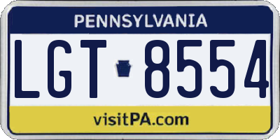 PA license plate LGT8554