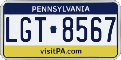 PA license plate LGT8567