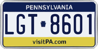 PA license plate LGT8601