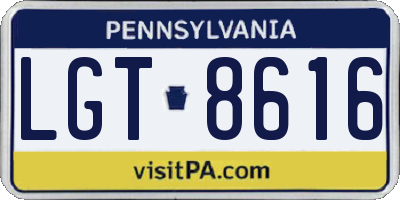 PA license plate LGT8616