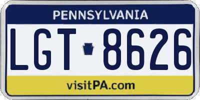 PA license plate LGT8626