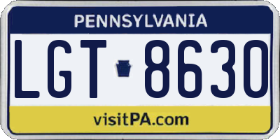 PA license plate LGT8630