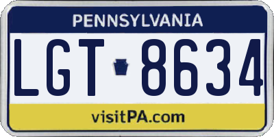 PA license plate LGT8634