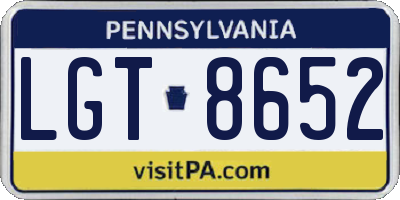 PA license plate LGT8652
