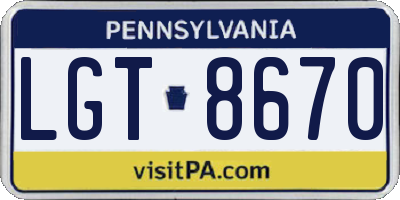 PA license plate LGT8670