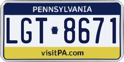 PA license plate LGT8671