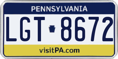 PA license plate LGT8672