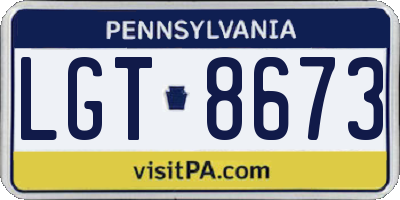 PA license plate LGT8673