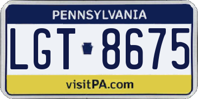PA license plate LGT8675