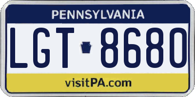 PA license plate LGT8680