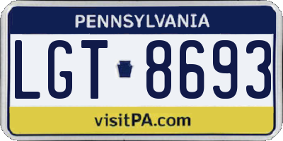 PA license plate LGT8693