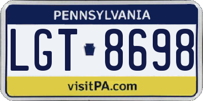 PA license plate LGT8698