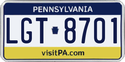PA license plate LGT8701