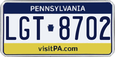 PA license plate LGT8702