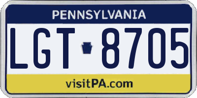 PA license plate LGT8705
