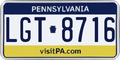 PA license plate LGT8716