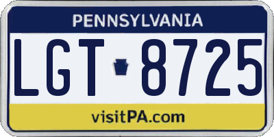 PA license plate LGT8725