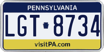 PA license plate LGT8734
