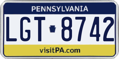 PA license plate LGT8742