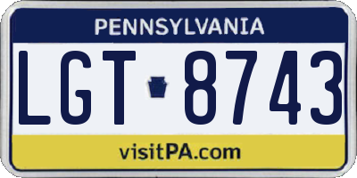 PA license plate LGT8743