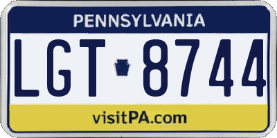 PA license plate LGT8744