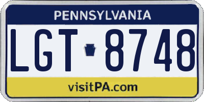 PA license plate LGT8748